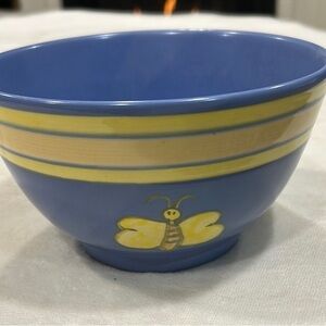 Vintage EVANDALE Blue and Yellow Ceramic Bowl
